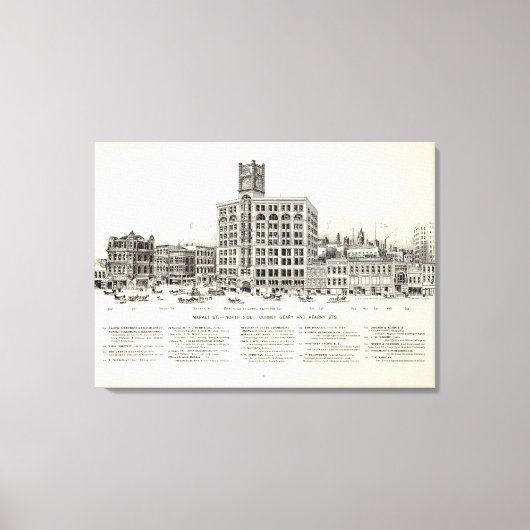 Markt North side Geary en Kearny Canvas Afdruk (Voorkant)