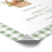 Markt Sage Gingham Welkom Bruidsfeest Poster (Hoek)