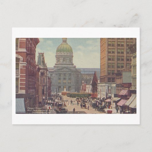  markt straatbeeld, Indianapolis, Indiana Briefkaart (Voorkant)