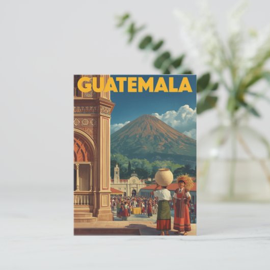  markt van Guatemala Volcano Travel Briefkaart (Staand voorkant)