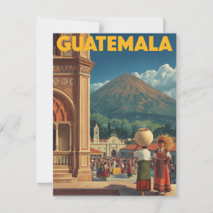  markt van Guatemala Volcano Travel Briefkaart