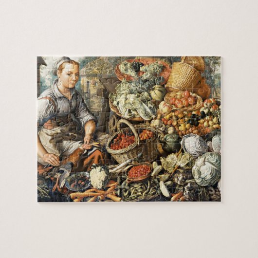 Markt voor groenten en fruit legpuzzel (Horizontaal)