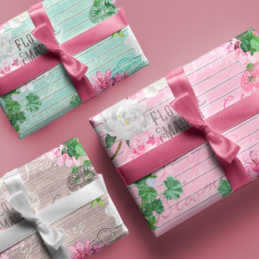  markt voor verse houtproducten Rustisch ontspring Inpakpapier Vel