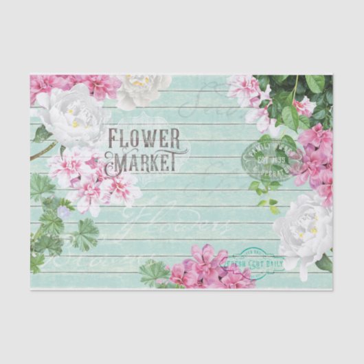  markt voor verse houtproducten Rustisch ontspring Tissuepapier (Voorkant)