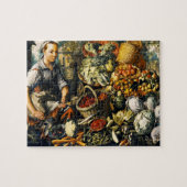 Markt Vrouw met Fruit/Groenten Puzzel met Tin (Horizontaal)