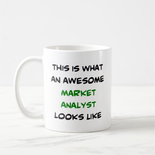 marktanalist, geweldige koffiemok (Links)