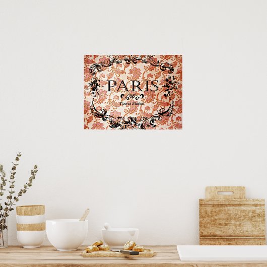 Marktbord Parijs op Poster Damask (Keuken)