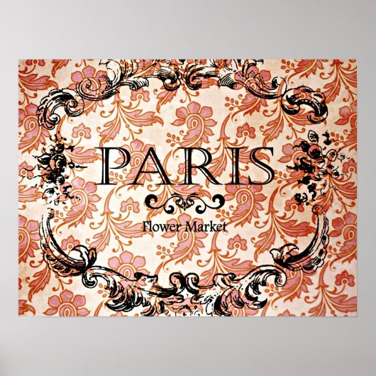  Marktbord Parijs op Poster Damask (Voorkant)