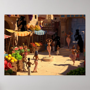 Marktdag in het oude Egypte Poster