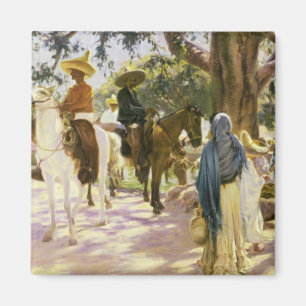 Marktdag in San Gabriel, Mexico Magneet