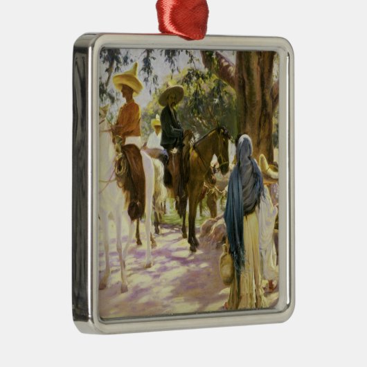 Marktdag in San Gabriel, Mexico Metalen Ornament (Rechts)