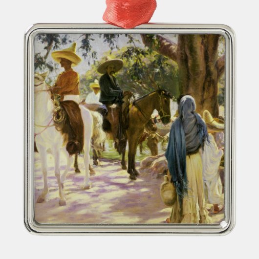 Marktdag in San Gabriel, Mexico Metalen Ornament (Voorkant)