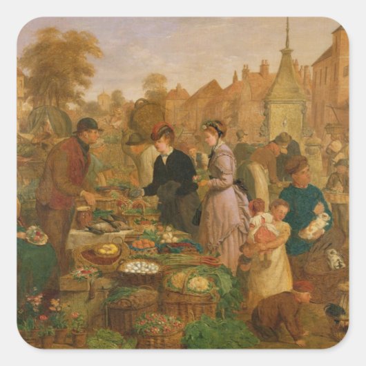 Marktdag Vierkante Sticker (Voorkant)