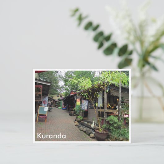 marktkramen van kuranda briefkaart (Staand voorkant)