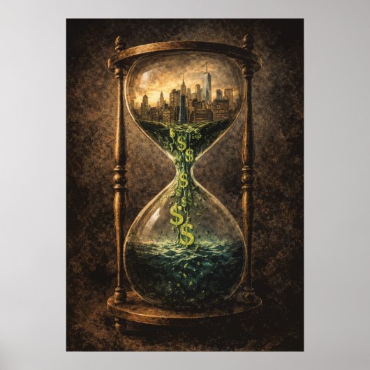 Marktliquiditeit zandloper daghandel Surreal Poster (Voorkant)