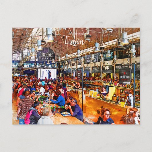 MarktLissabon Portugal Briefkaart (Voorkant)