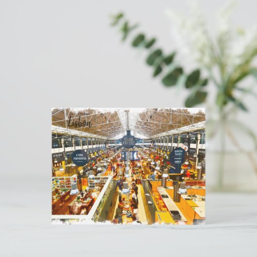 MarktLissabon Portugal Briefkaart (Staand voorkant)