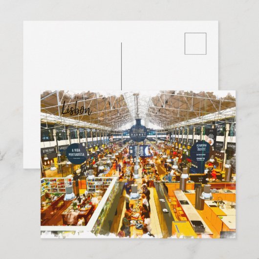 MarktLissabon Portugal Briefkaart (Voorkant / Achterkant)