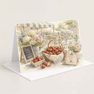 Marktmorgen Aquarel Kaart met Aardbei Motief