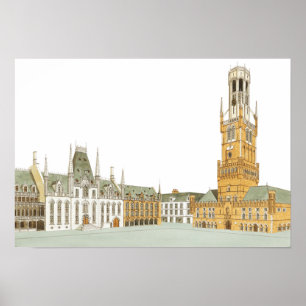 Marktplein. Brugge België Poster