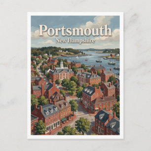 Marktplein en historische waterkant Portsmouth Briefkaart