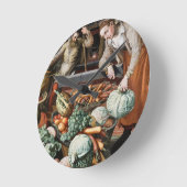 "Marktscène" kunstmuurklok Ronde Klok (Hoek)