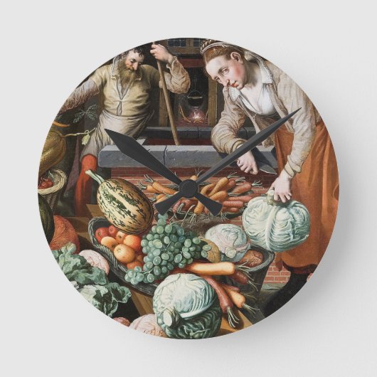 "Marktscène" kunstmuurklok Ronde Klok (Voorkant)