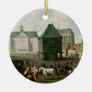 Marktscène voor het Dam-paleis in Amsterdam Keramisch Ornament