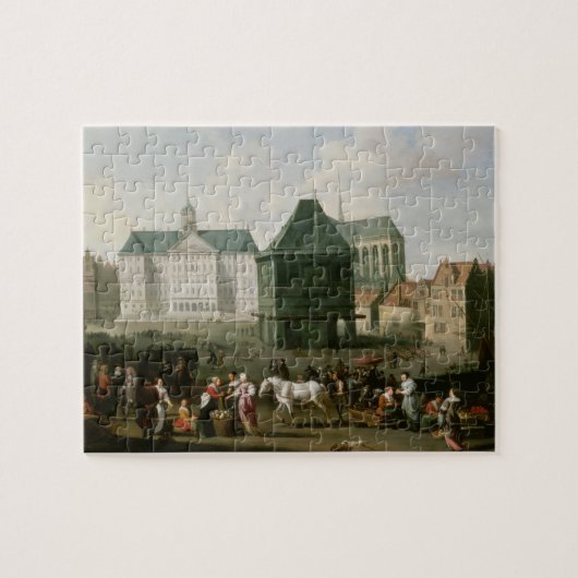 Marktscène voor het Dam-paleis in Amsterdam Legpuzzel (Horizontaal)
