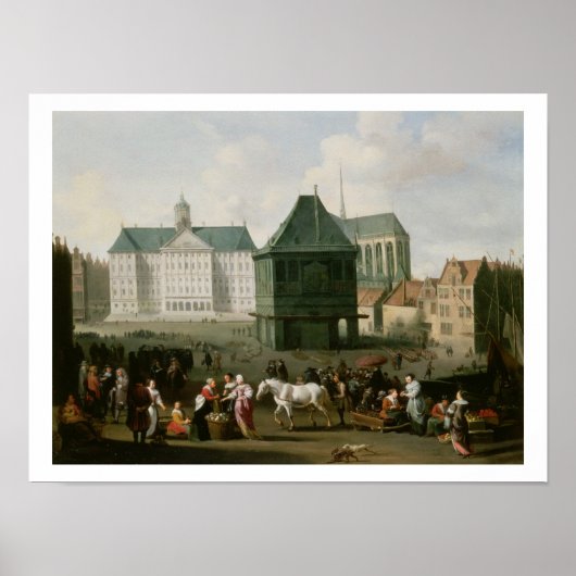 Marktscène voor het Dam-paleis in Amsterdam Poster (Voorkant)