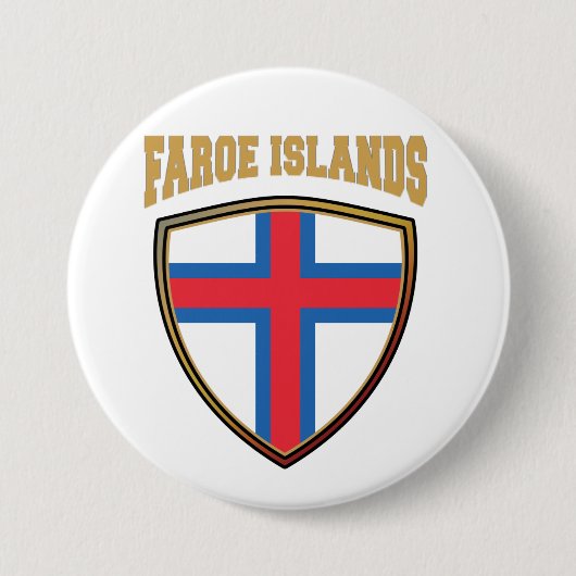 Marktschild van de Faeröer Ronde Button 7,6 Cm (Voorkant)