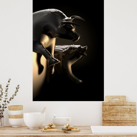 Marktstatistieken voor bull en Beer Poster (Keuken)