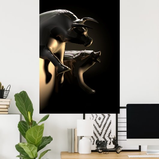 Marktstatistieken voor bull en Beer Poster (Thuiskantoor)
