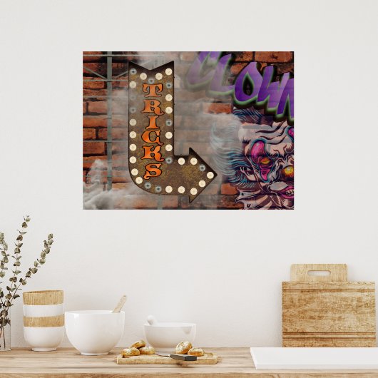 Marktteken Graffiti Enge Clown Poster (Keuken)