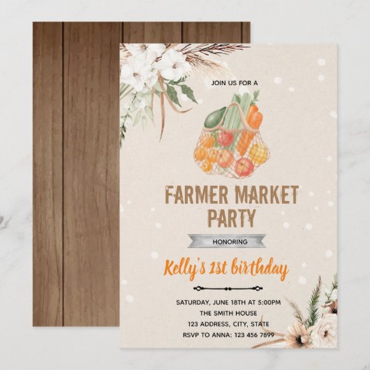 Marktthema Boho-landbouwer Kaart (Voorkant / Achterkant)