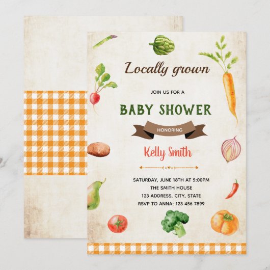 Marktuitnodiging voor groenten en fruit kaart (Voorkant / Achterkant)