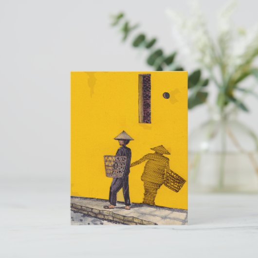 Marktverkoper in Hoi An Vietnam - afbeelding Briefkaart (Staand voorkant)