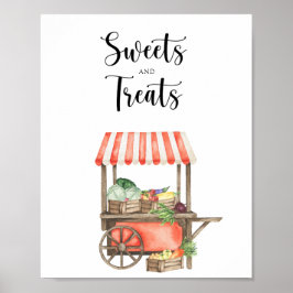Marktwagen baby shower - snoepjes en lekkernijen poster