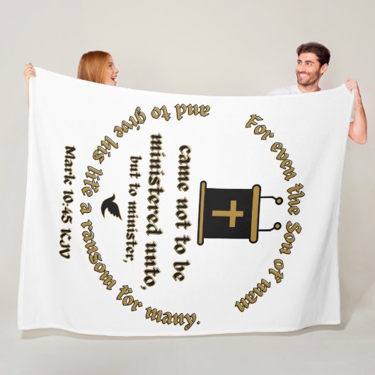 Markus 10:45 KJV Bijbelvers Geloof met de Schrift Fleece Deken (In situ)