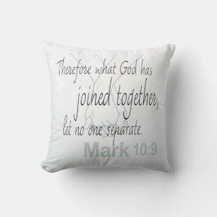 Markus 10:9 Bijbelvers Huwelijksontwerp Kussen