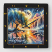 Markus 11:24 Schriftgedeelte: Aangepaste geloofsin Vierkante Klok (Voorkant)