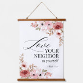 Markus 12:30-31 Inspirerend Bijbelverzen Bloemen Hangend Wandkleed (Voorkant 2)