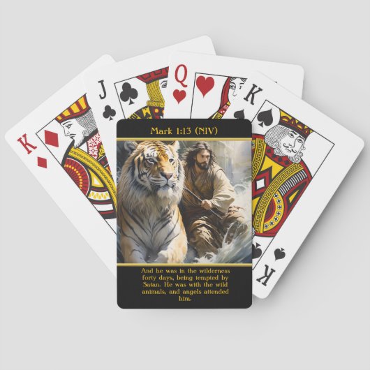 Markus 1:13 Engelen bezoeken Hem als kunst Pokerkaarten (Achterkant)