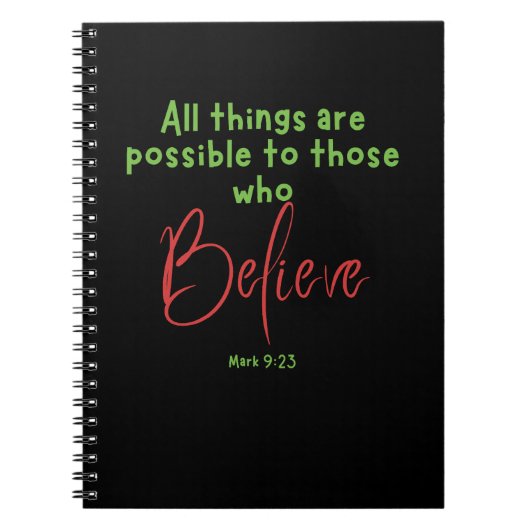 Markus 9:23 Geloof in de Schrift Notitieboek (Voorkant)