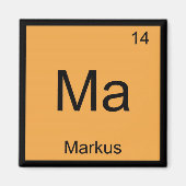 Markus Name Chemistry Element Periodieke Tabel Magneet (Voorkant)