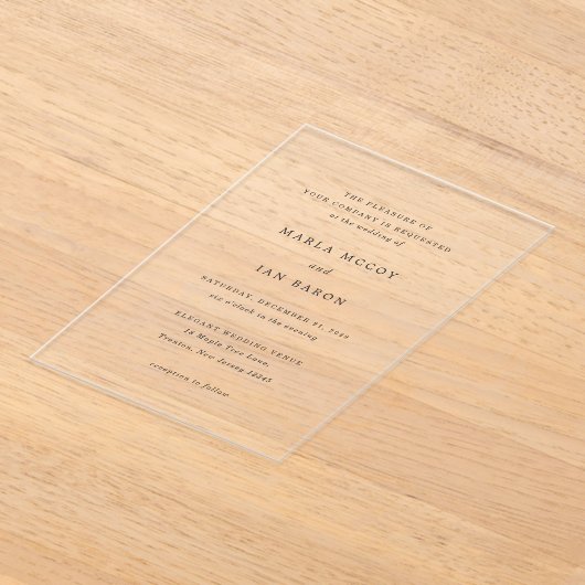 Marla Classic Wedding Acryl Uitnodigingen (Laagn)