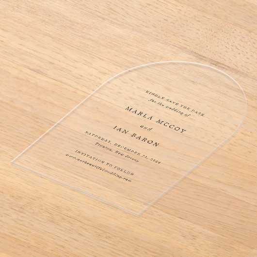 Marla Classic Wedding Bewaar de datum Acryl Uitnodigingen (Laagn)