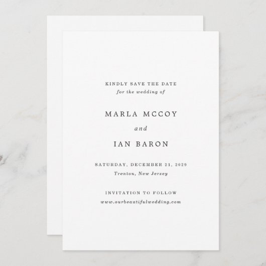 Marla Classic Wedding Save The Date (Voorkant / Achterkant)