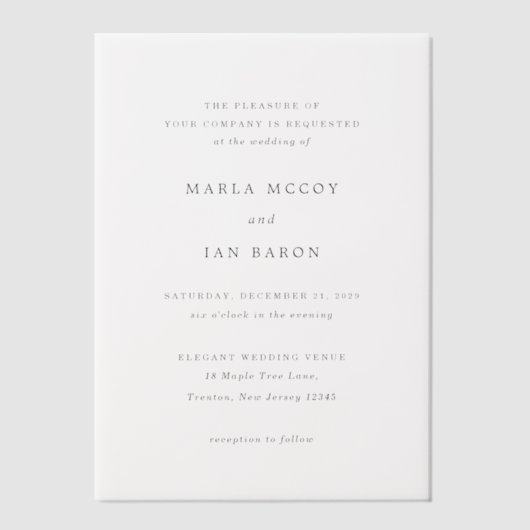 Marla Classic Wedding Vellum Uitnodigingen (Voorkant)