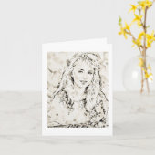 Marla Kay Mangan Computer Sketch Ink Wash 2  Kaart (Gele Bloem)